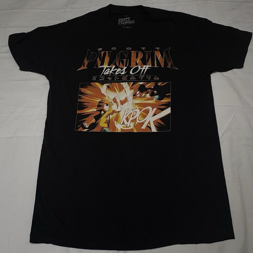 Scott Pilgrim Takes Off Mens L Black Anime Graphic T-Shirt Ripple Junction